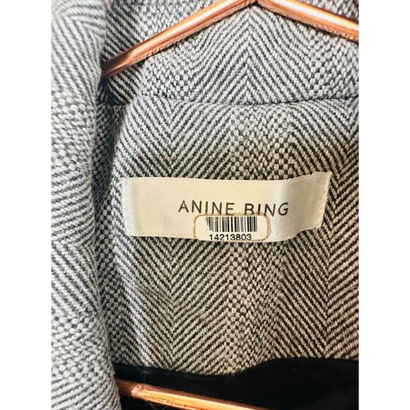 ANNIE BING Grey Wool Blend Boxy Cut Style Oversized Striped Becky Blazer size S - Picture 8 of 14